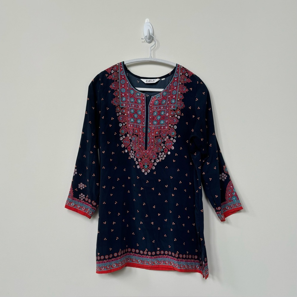 Navy Blue Crepe Kurti